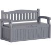 Heavy Duty Grey Plastic Outdoor Storage Garden Bench Patio Deck Box