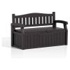 Heavy Duty Black Plastic Outdoor Storage Garden Bench Patio Deck Box