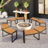 Set of 4 - Round Outdoor Metal Wood Backless Bench - Around Table Tree Fire Pit