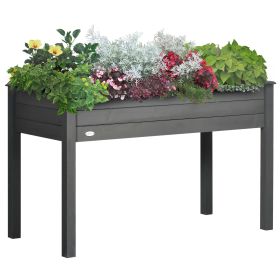 Outsunny 48" Raised Garden Bed Elevated Wooden Planter Box with Holes for Vegetables Herb Flowers Dark Gray