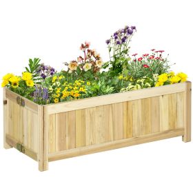 Outsunny Foldable Wooden Raised Garden Bed 28x12in Elevated Planter Box for Vegetables Herbs Flowers Backyard Patio