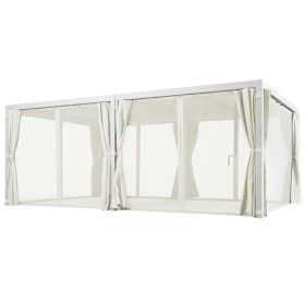 Outsunny 12x19 Aluminum Pergola, with 2 Adjustable Louvred Roofs,Curtains and Nettings, UV-Fighting and Waterproof, for Patio, Cream
