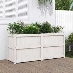 Garden Planter White 59.1"x19.7"x27.6" Solid Wood Pine