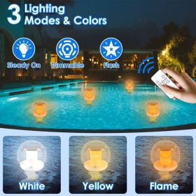 2Pcs Solar Floating Pool Lights Solar Flame Stake Lights IP67 Waterproof Outdoor Globe Ball Lights With 3 Lighting Colors Modes For Pool Garden P