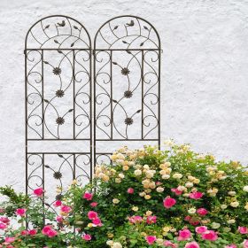 2 Pack Metal Garden Trellis 86.7" x 19.7" Rustproof Trellis for Climbing Plants Outdoor Flower Support Brown