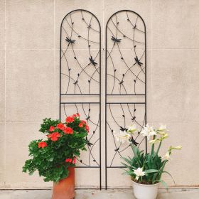 2 Pack Metal Garden Trellis 86.7" x 19.7" Rustproof Trellis for Climbing Plants Outdoor Flower Support Dragonfly Deco Black