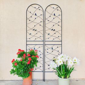 2 Pack Metal Garden Trellis 86.7" x 19.7" Rustproof Trellis for Climbing Plants Outdoor Flower Support Bird Deco Black