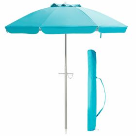 6.5 Feet Beach Umbrella With Carry Bag Without Weight Base (Color: Blue)