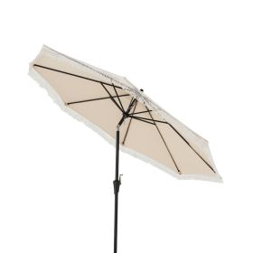 9 FT Patio Umbrella With Sun-Protective Canopy For Patio Garden Pool (Color: Beige)