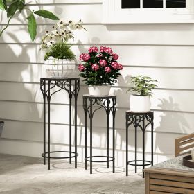 Decorative Flower Display Holder with Ceramic Top for Patio (Color: BLACK)