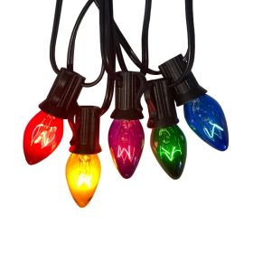 C7 Multi-color Christmas Decorative Lights; 28 Feet Retro Christmas Tree Lamps; Outdoor Roof Line String Lights; 27 Light Bulbs; For The Courtyar (Color: 28FT-Colored Bulb)