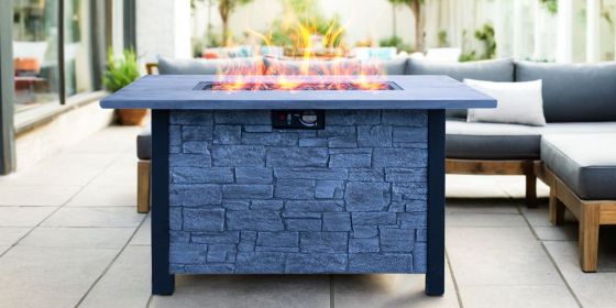 44" W x 25" H Outdoor Fire Pit Table 50000BTU (Color: as Pic)