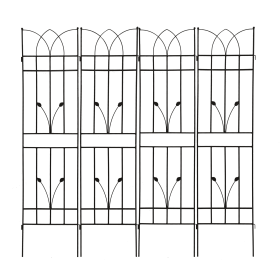 4 Pack Metal Garden Trellis 71" x 17.7" Rustproof Trellis for Climbing Plants Outdoor Flower Support (Color: BLACK)