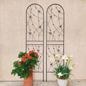 2 Pack Metal Garden Trellis 86.7" x 19.7" Rustproof Trellis for Climbing Plants Outdoor Flower Support Butterfly Deco Black (Color: BLACK)