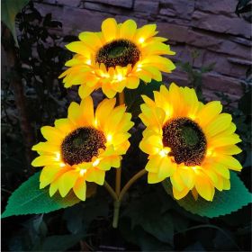 2 Pack Flashing Outdoor Solar Garden Stake Lights,Upgraded LED Solar Powered Light with 3 Heads Sunflower (Quantity: 2pcs)